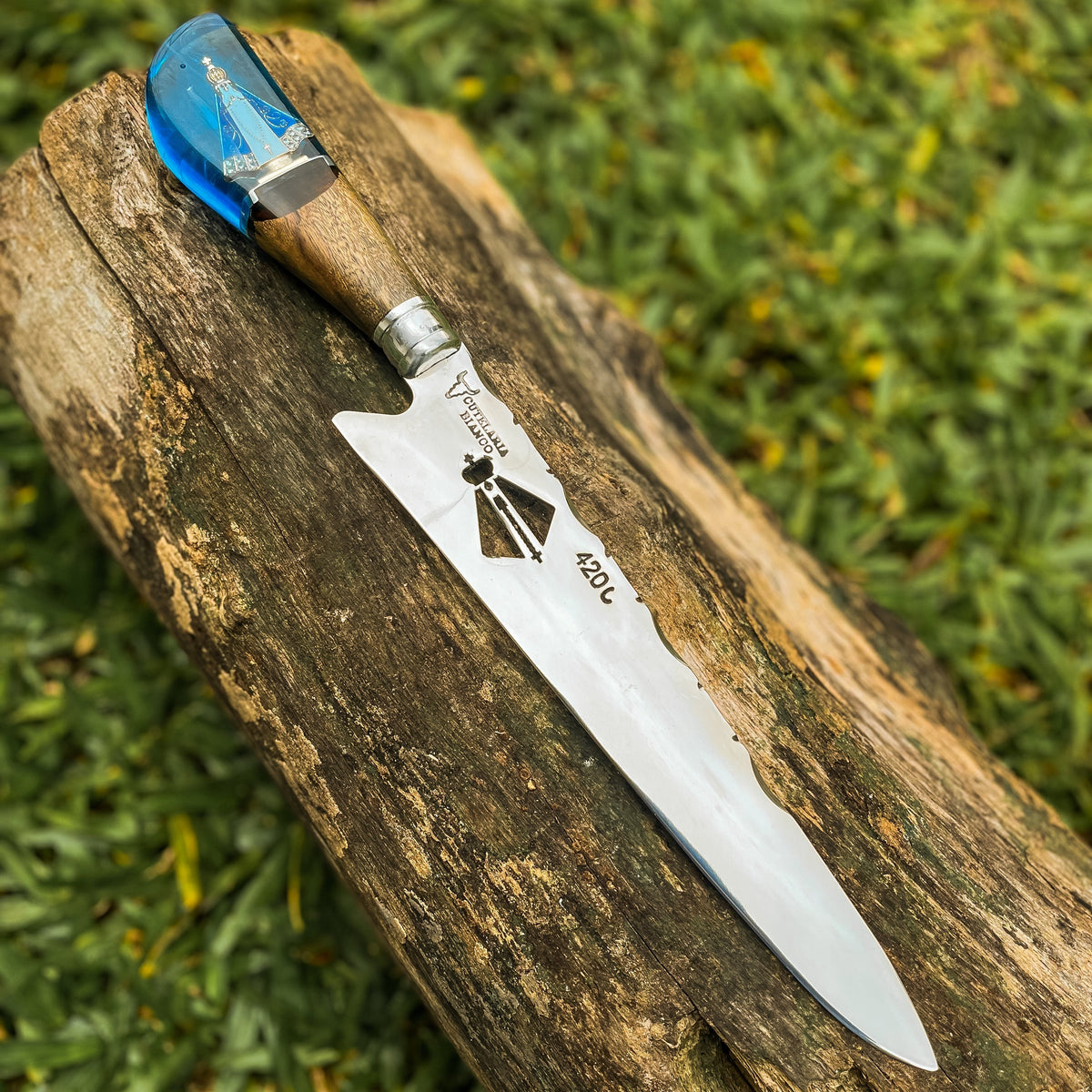 Faca Artesanal Personalizada p/ Churrasco Padroeira 10” – Edição Especial Colecionador